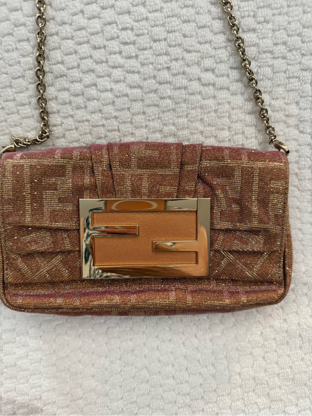 Fendi Gold Monogram Chain Shoulder Bag - Picture 2 of 13